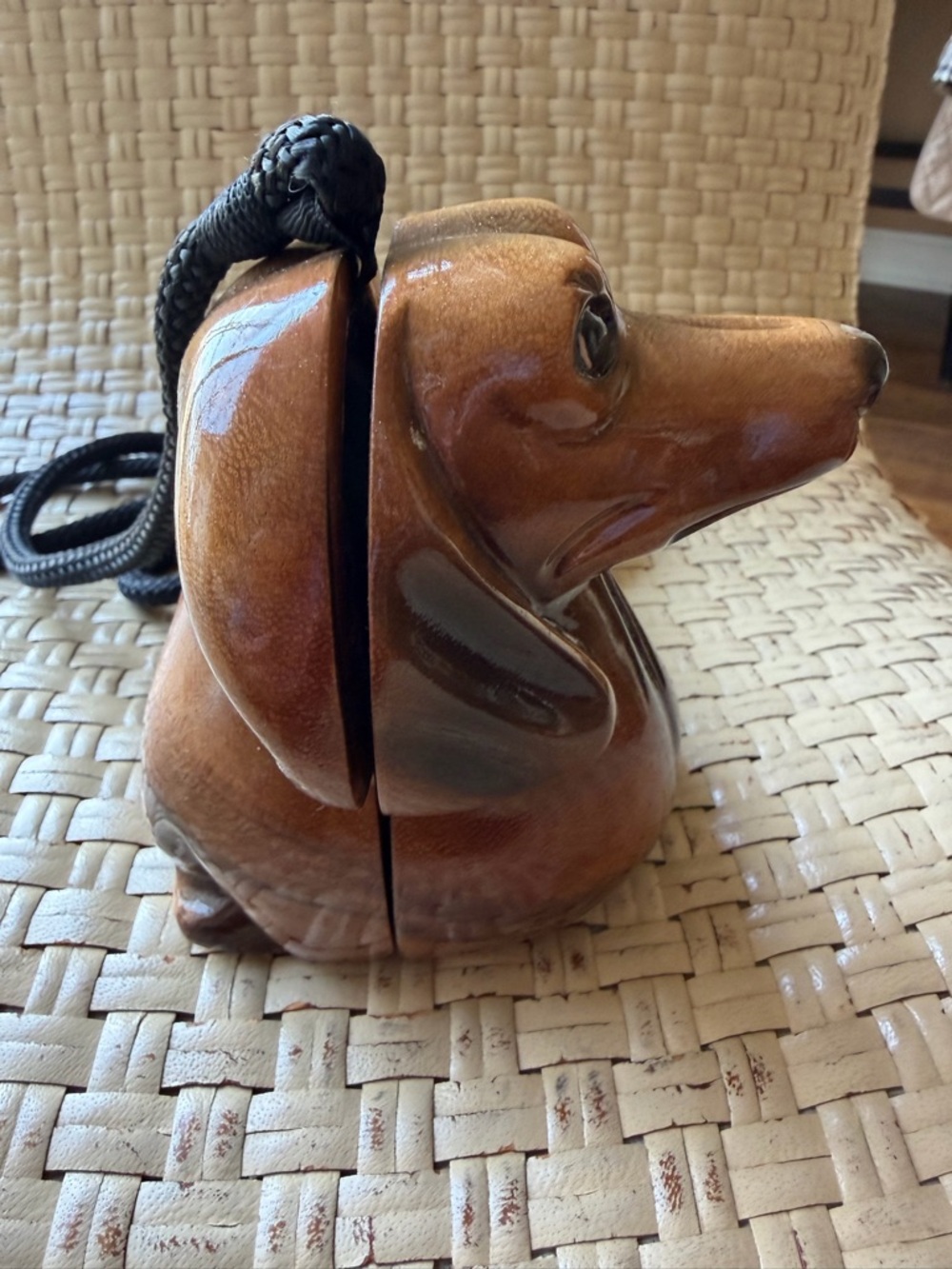 Wooden Dachshund Purse Tim Woods of Beverly Hills Rare - Picture 3 of 10